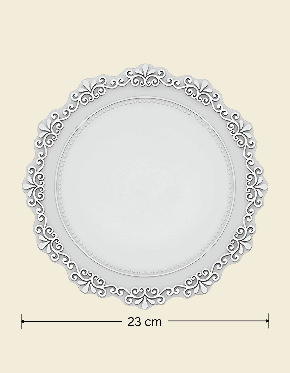 UnRoll French-Style Silicone Round Place Mat with Lace Details Mercury Grey