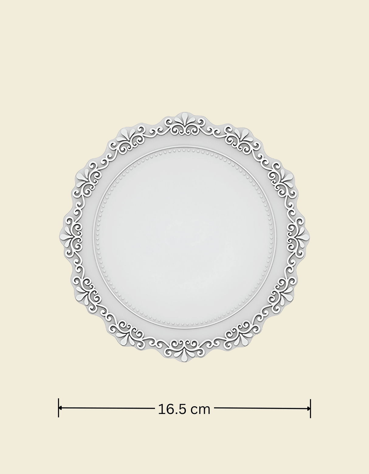 UnRoll French-Style Silicone Round Place Mat with Lace Details Mercury Grey