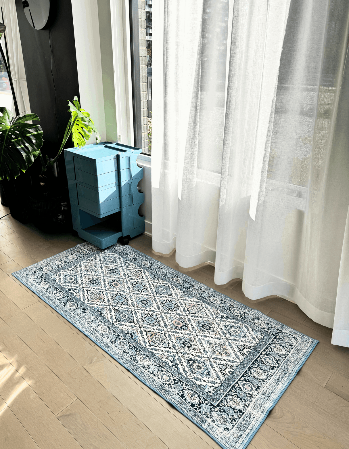 Boho Blue Kitchen Runner in Blue