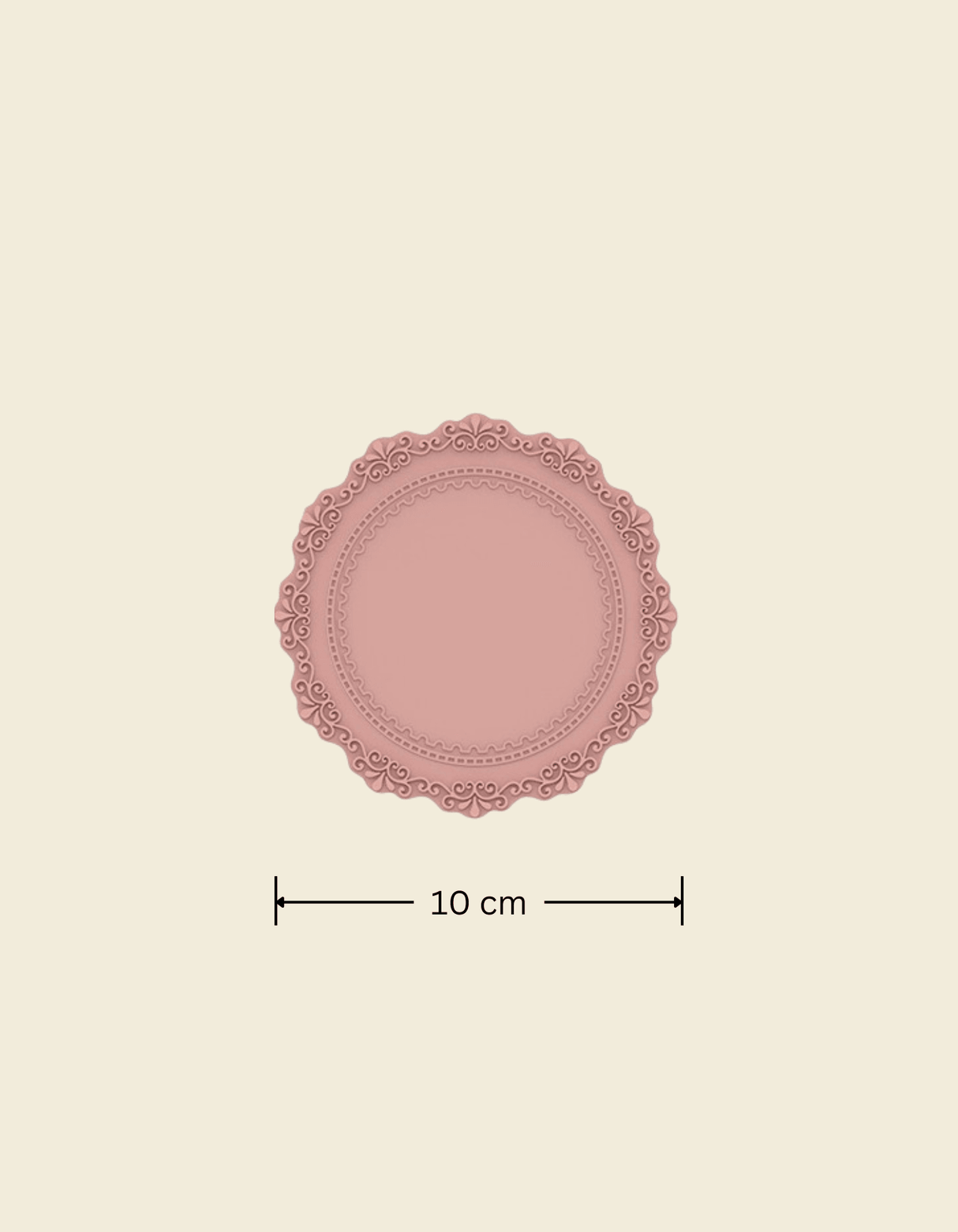 UnRoll French-Style Silicone Round Place Mat with Lace Details Dusty Pink