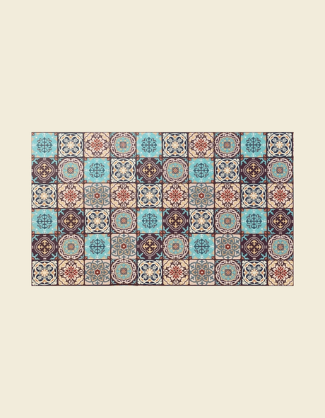 Moroccan Tile Door Mat transforms your entrance with its geometric floral details. Make a statement with this stunning entryway welcome mat.