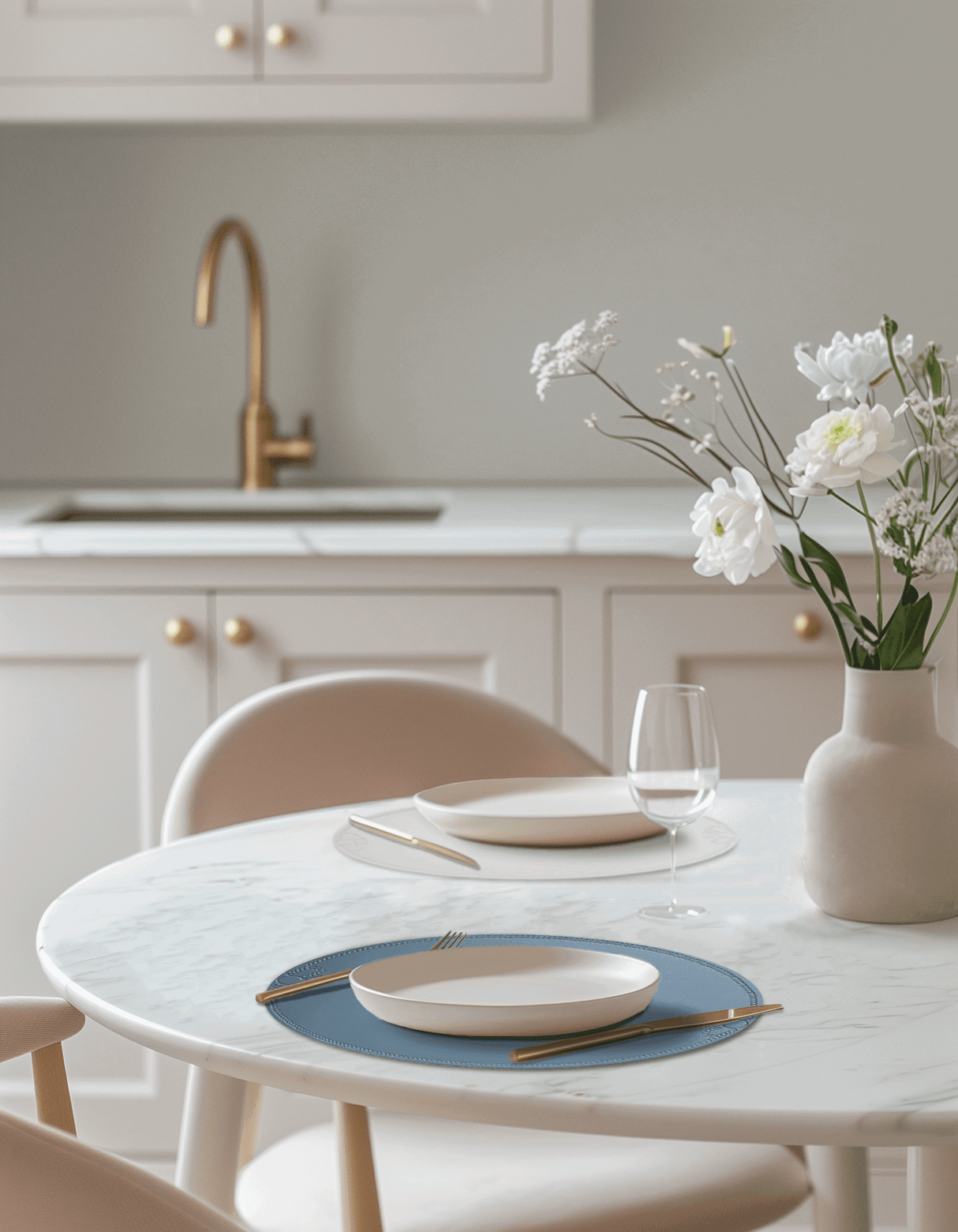 UnRoll™ Oval Retro Vegan Leather Place Mat - Blue