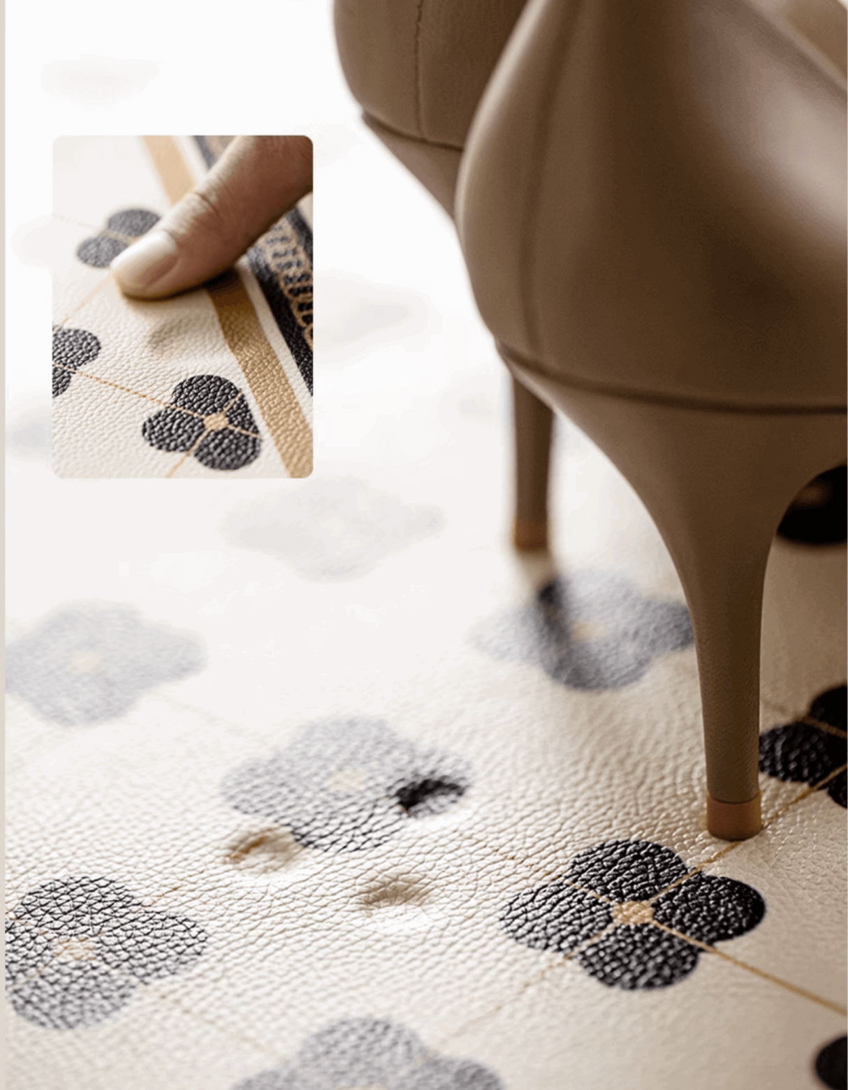 The Parisienne Kitchen Mat adds elegant French-inspired style to your kitchen. It's anti-slip, cushioned, and easy to maintain, perfect for your busy kitchen space!