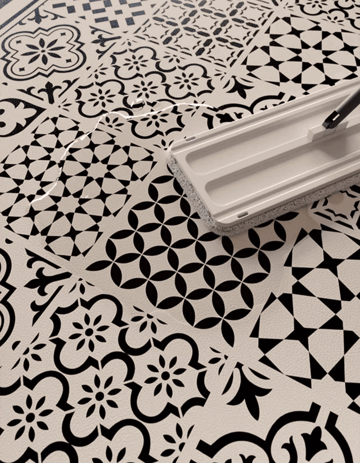 The Classic Patchwork Kitchen Mat features a geometric mosaic tile pattern that complements your home decor. It also prevents accidental slips and spills in the kitchen.