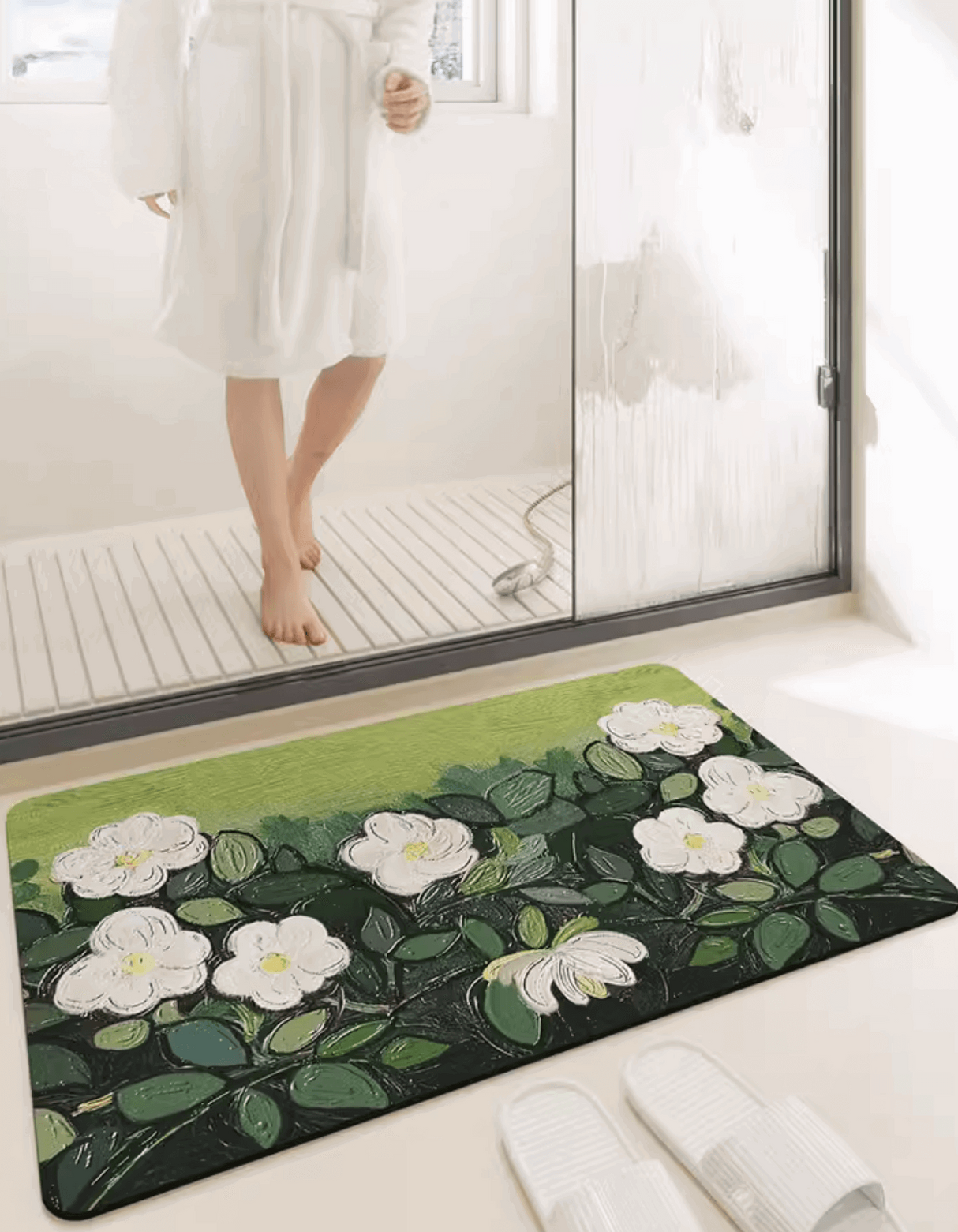 Introduce our absorbent Van Gogh Style Wild Roses Bath Mat. It's fast-drying, antibacterial, anti-mold, while adding a piece of classic art decor to your home.