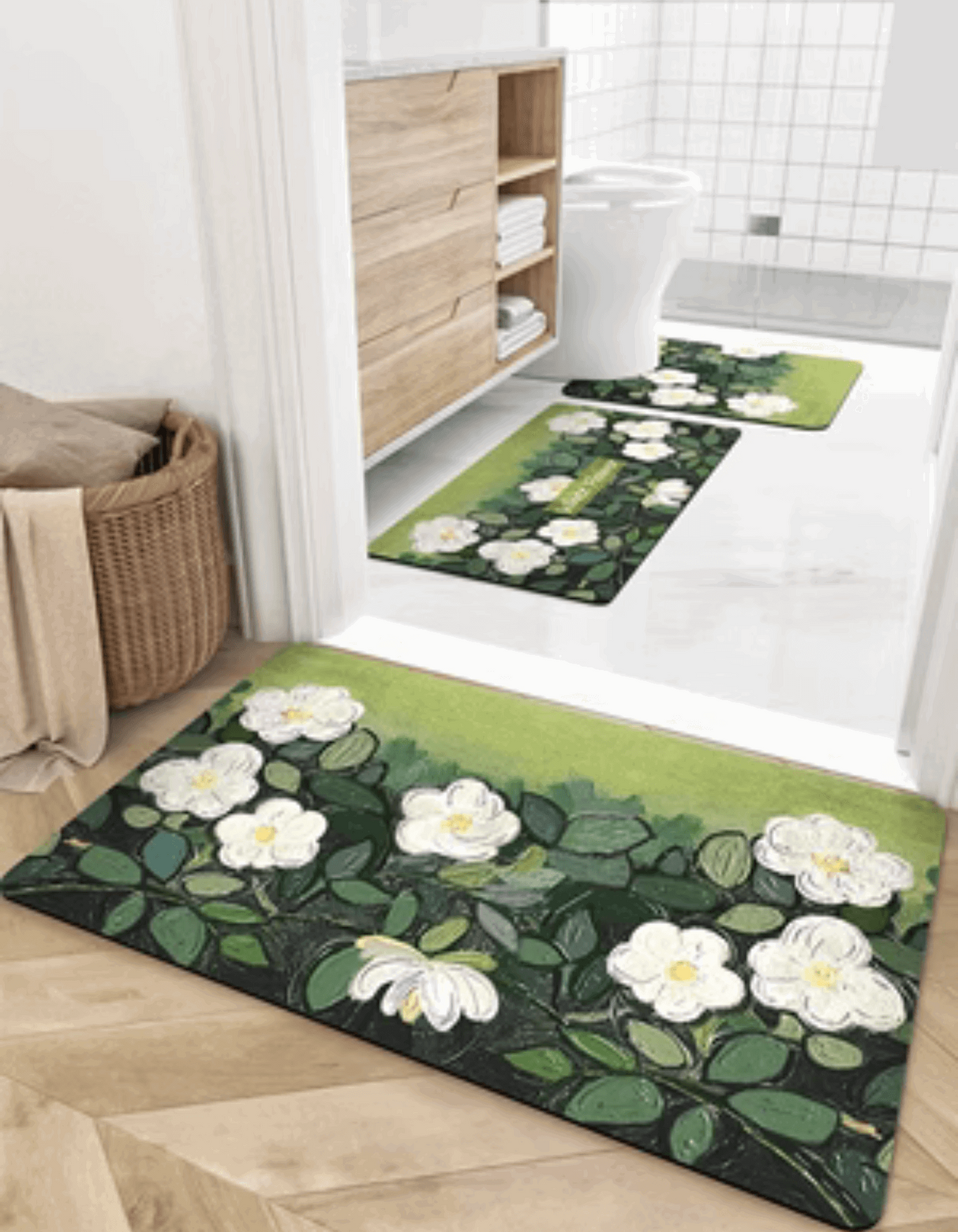 Introduce our absorbent Van Gogh Style Wild Roses Bath Mat. It's fast-drying, antibacterial, anti-mold, while adding a piece of classic art decor to your home.