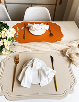 LaBelle Place Mat with curved edges, crafted from elegant faux leather, water- and heat-resistant, adding sophistication to any table setting