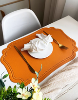 LaBelle Place Mat with curved edges, crafted from elegant faux leather, water- and heat-resistant, adding sophistication to any table setting