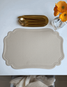 LaBelle Place Mat with curved edges, crafted from elegant faux leather, water- and heat-resistant, adding sophistication to any table setting