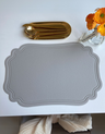 LaBelle Place Mat with curved edges, crafted from elegant faux leather, water- and heat-resistant, adding sophistication to any table setting