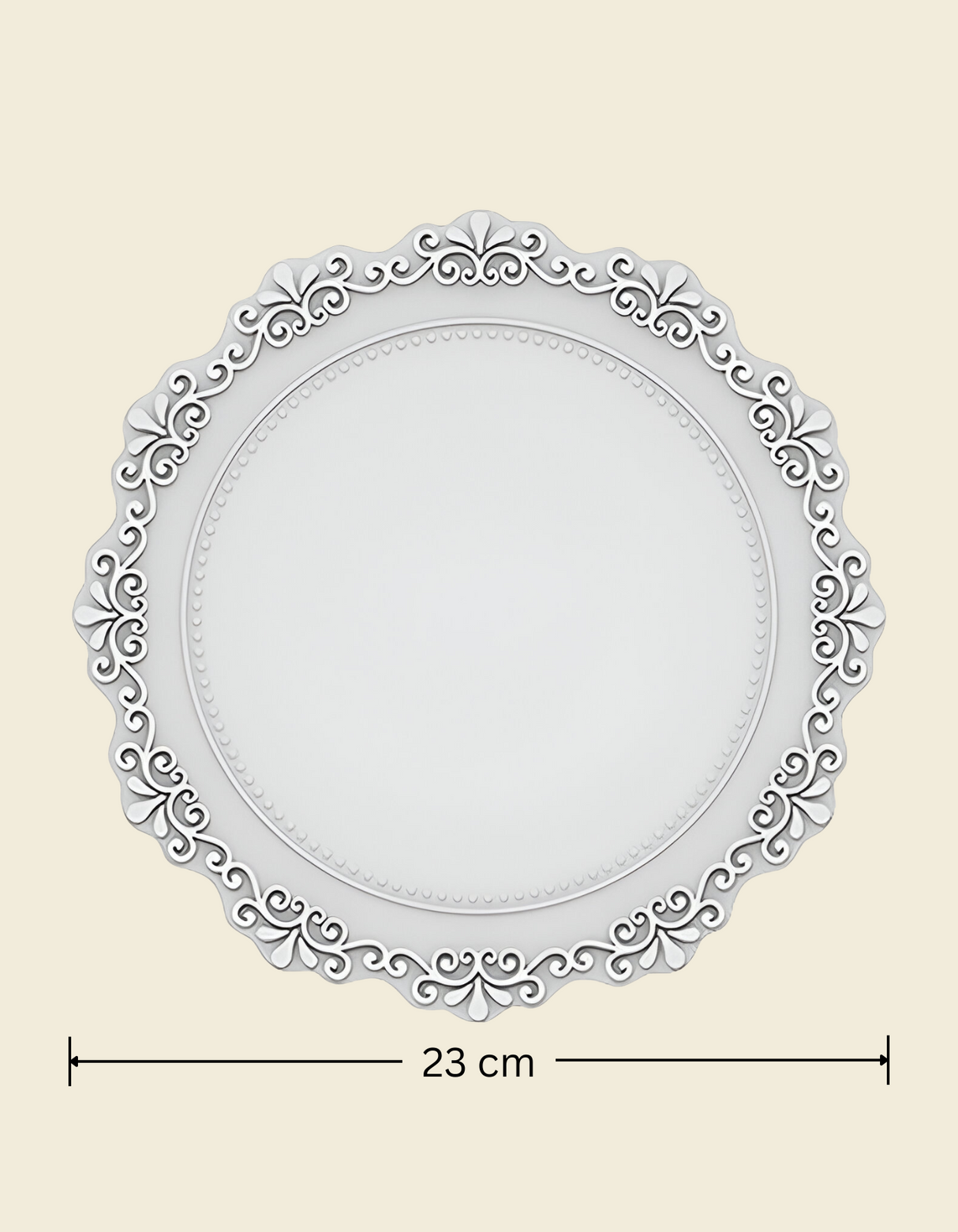 UnRoll French-Style Silicone Round Place Mat with Lace Details Mercury Grey