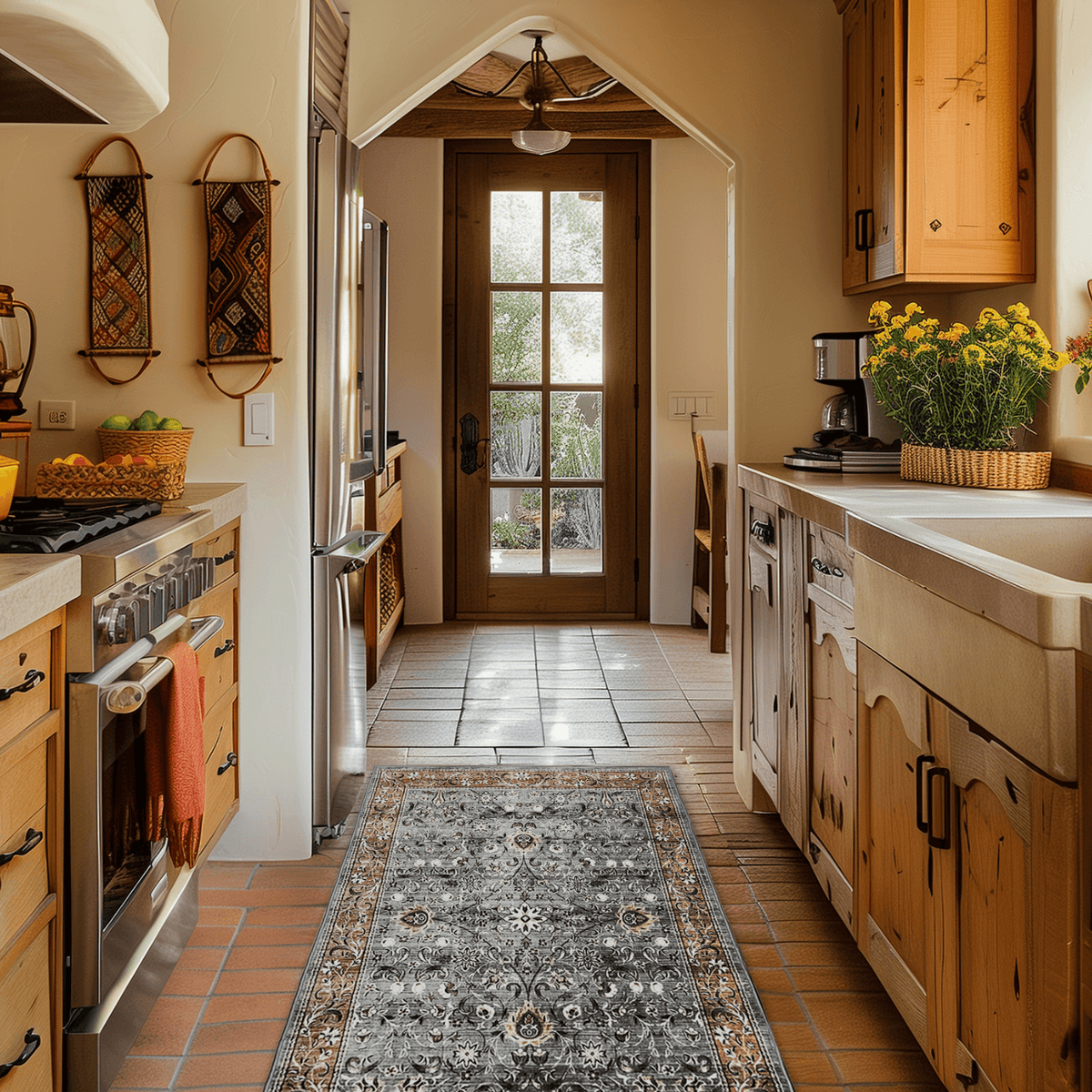 Boho Royal Blue Kitchen Runner | Machine Washable Bohemian Rug |2.6*6 ...