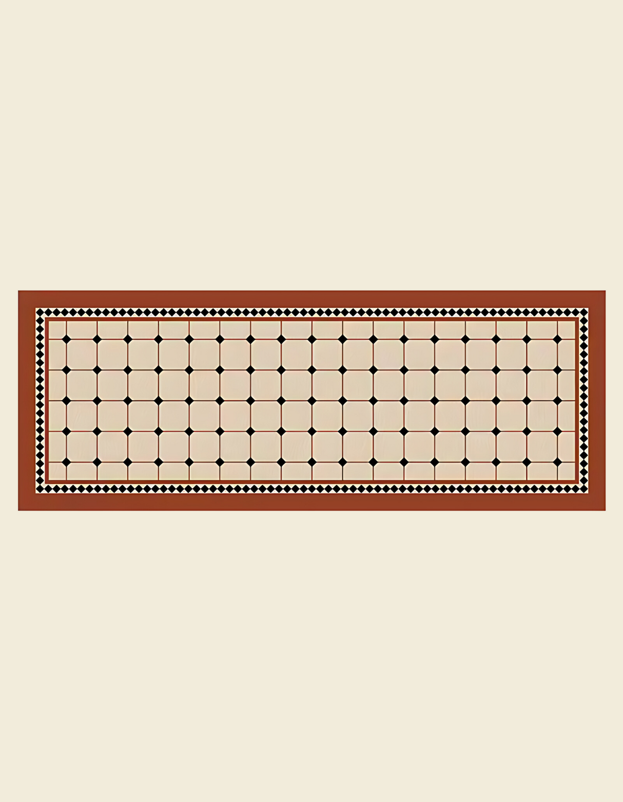 Maison Matta’s Roman Tile Kitchen Mat's tile design and rich rustic color add elegant style to your kitchen. It's anti-slip, cushioned, and easy to maintain