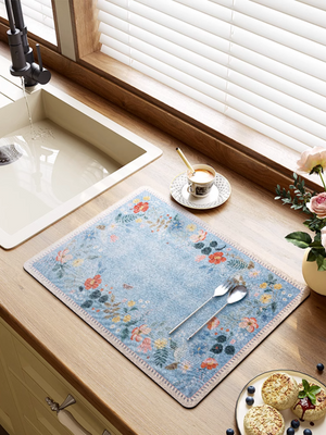 Blue Meadow Dish Drying Mat