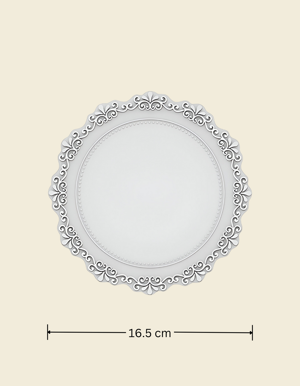 UnRoll French-Style Silicone Round Place Mat with Lace Details Mercury Grey