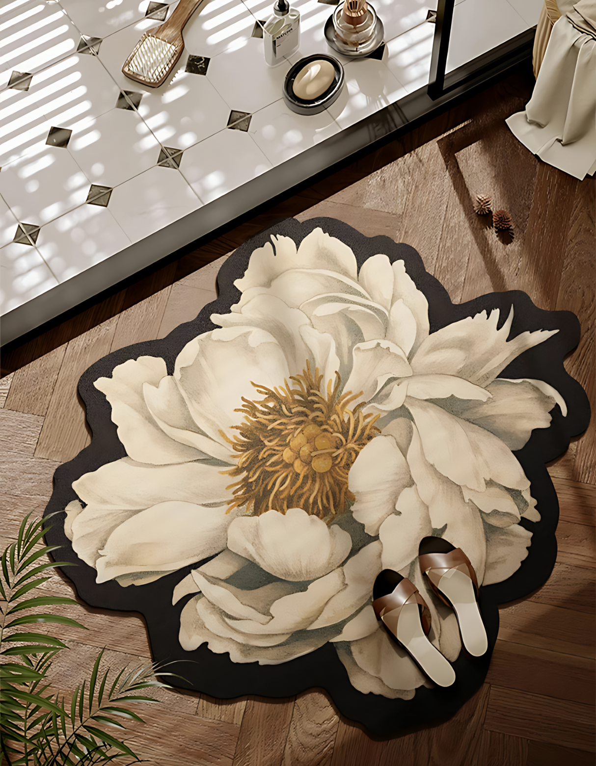 Blooming Noir Bath Mat