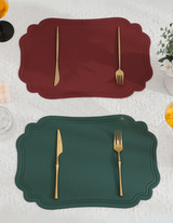 LaBelle Place Mat with curved edges, crafted from elegant faux leather, water- and heat-resistant, adding sophistication to any table setting