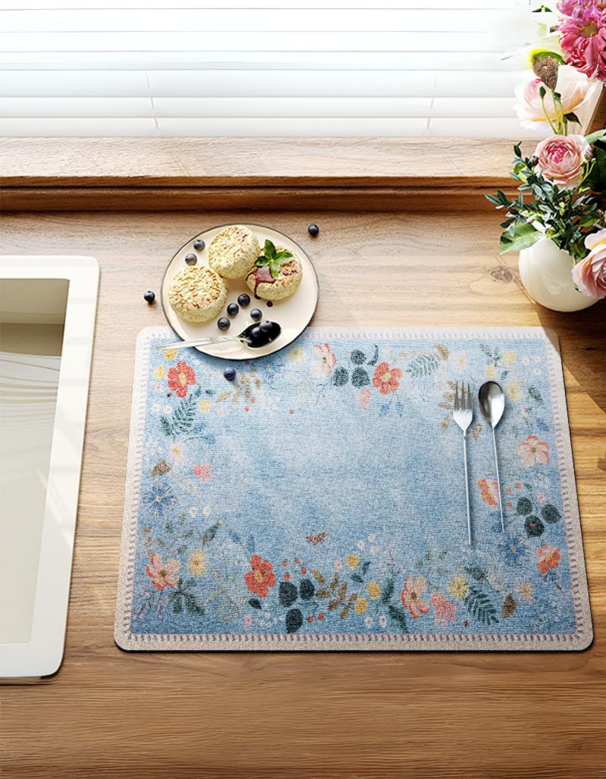 Blue Meadow Dish Drying Mat