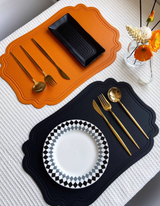 LaBelle Place Mat with curved edges, crafted from elegant faux leather, water- and heat-resistant, adding sophistication to any table setting