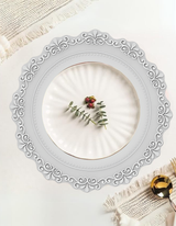 French-Style Silicone Round Place Mat with Lace Details - Mercury Grey