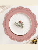 UnRoll™ French-Style Silicone Round Place Mat with Lace Details - Dusty Pink