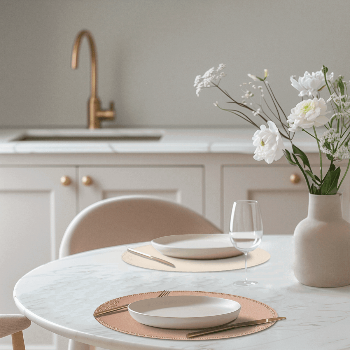 UnRoll Oval Retro Vegan Leather Place Mat - Beige – Maison Matta