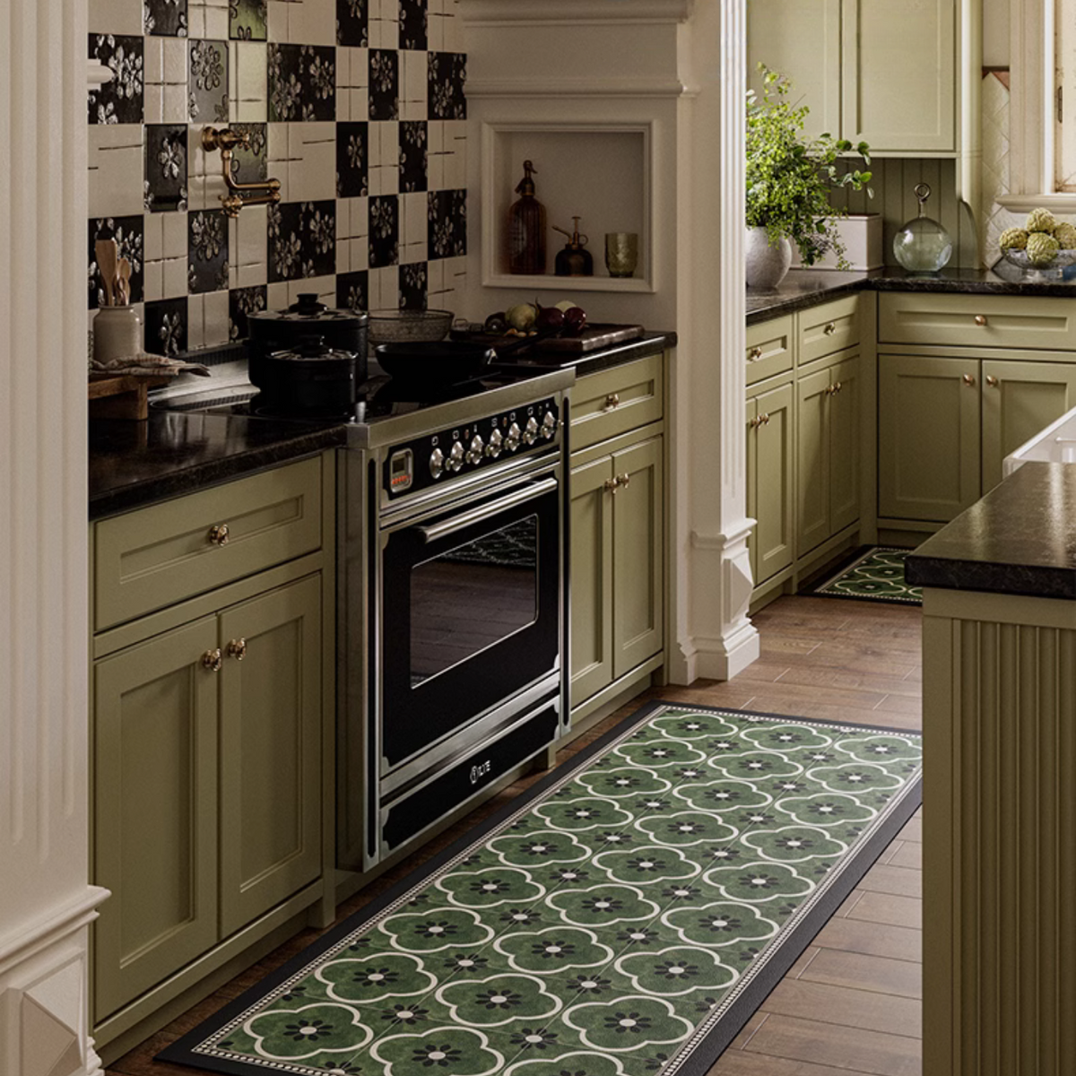 Versailles Tile Kitchen Mat – Green Vintage French Style for Your Home ...